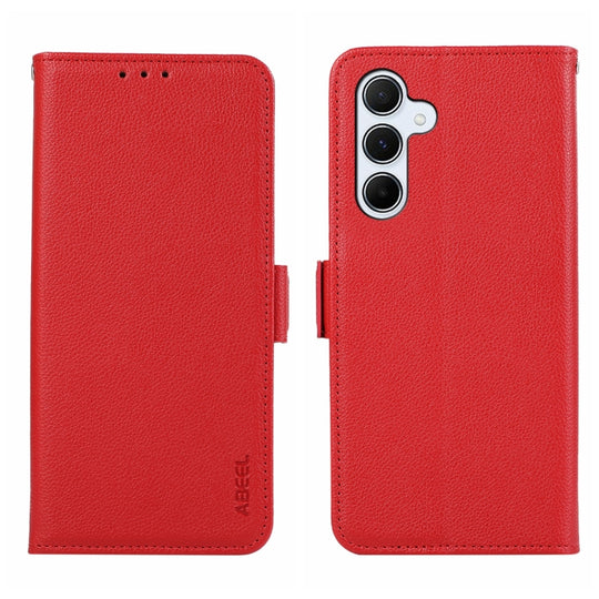 For Samsung Galaxy A55 5G ABEEL Side-Magnetic Litchi Pattern Leather RFID Phone Case(Red)