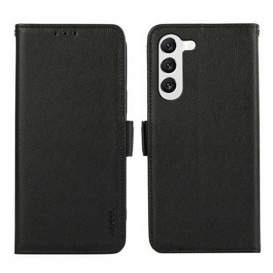 For Samsung Galaxy S21+ 5G ABEEL Side-Magnetic Litchi Pattern Leather RFID Phone Case(Black) - Galaxy S21+ 5G Cases by buy2fix | Online Shopping UK | buy2fix