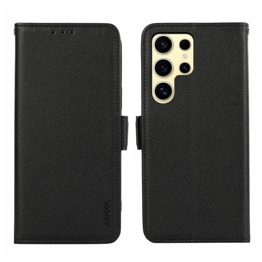 For Samsung Galaxy S23 Ultra 5G ABEEL Side-Magnetic Litchi Pattern Leather RFID Phone Case(Black) - Galaxy S23 Ultra 5G Cases by buy2fix | Online Shopping UK | buy2fix