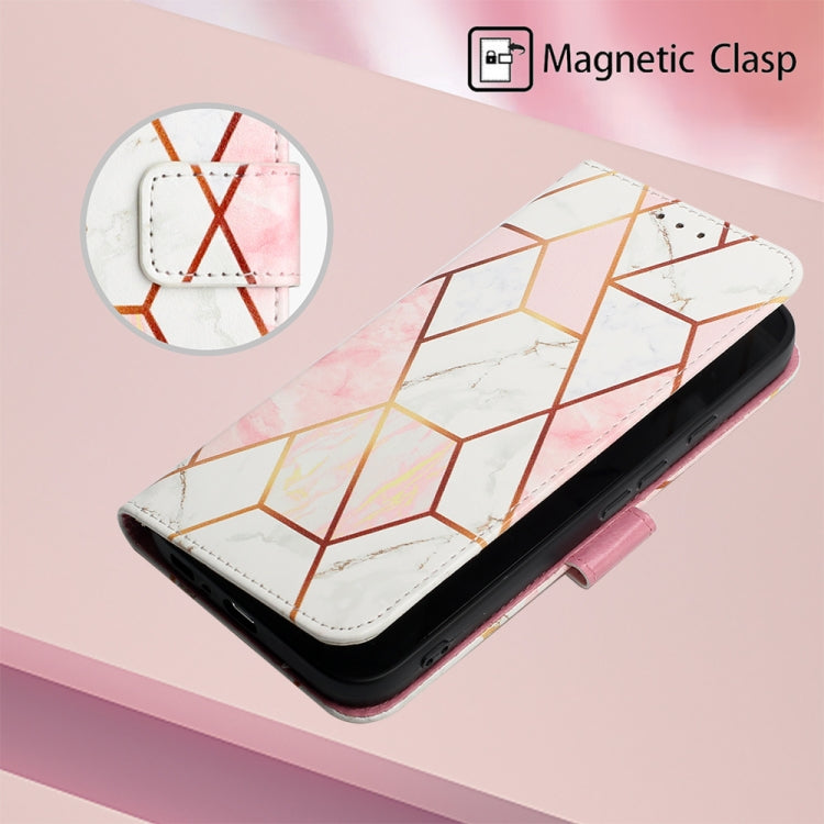 For Google Pixel 9 PT003 Marble Pattern Flip Leather Phone Case(Pink White) - Google Cases by buy2fix | Online Shopping UK | buy2fix