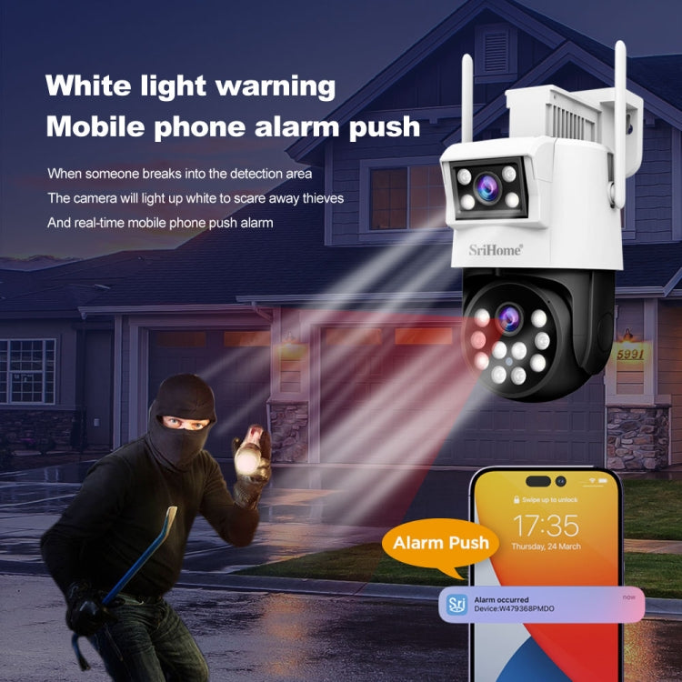 SriHome SH048 2MP + 2MP Humanoid Tracking Smart Night Vision Dual Lens IP Camera(AU Plug) - Wireless Camera by SriHome | Online Shopping UK | buy2fix