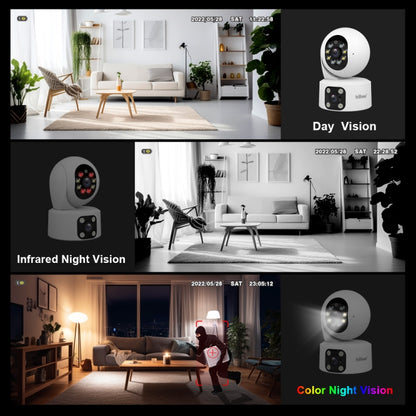 SriHome SH049 2MP + 2MP Humanoid Tracking Smart Night Vision Dual Lens HD IP Camera(EU Plug) - Wireless Camera by SriHome | Online Shopping UK | buy2fix