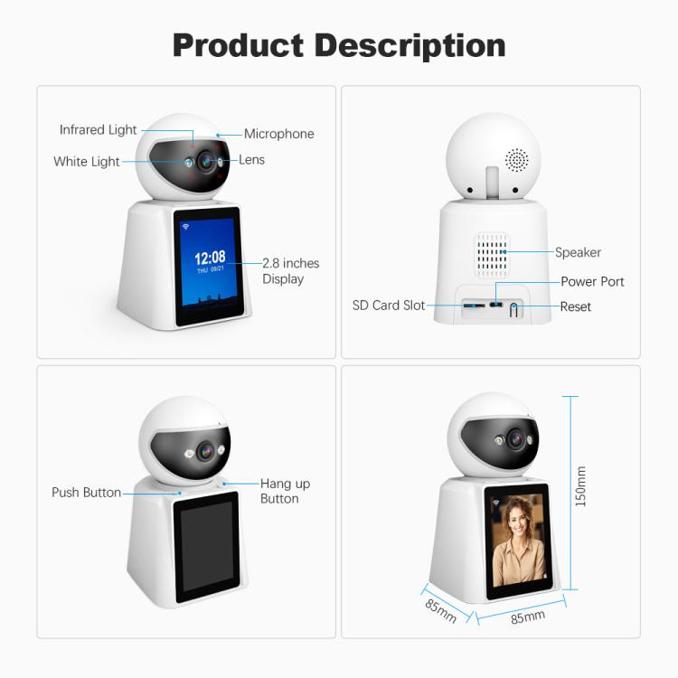 Srihome SH053 4MP 2.8 inch IPS Screen Smart Video Calling IP Camera Baby Monitor(AU Plug) by SriHome