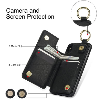 For iPhone XS / X Litchi Texture Zipper Double Buckle Card Bag Phone Case(Black) - More iPhone Cases by buy2fix | Online Shopping UK | buy2fix