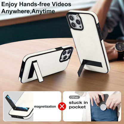 For iPhone 15 Pro Max Retro Leather Invisible Stand MagSafe Phone Case(White) - iPhone 15 Pro Max Cases by buy2fix | Online Shopping UK | buy2fix