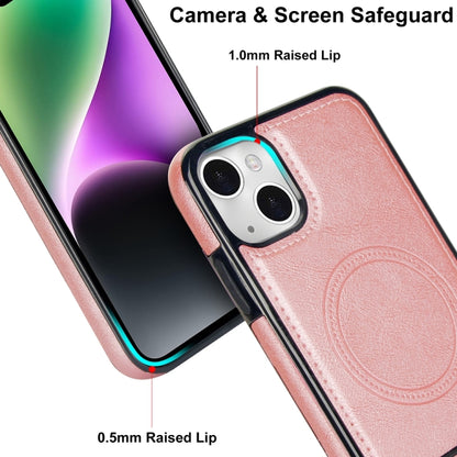 For iPhone 13 Retro Leather Invisible Stand MagSafe Phone Case(Rose Gold) by buy2fix