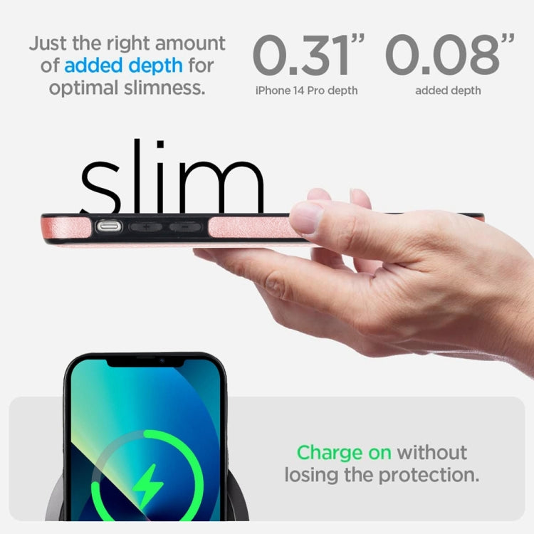 For iPhone 13 Retro Leather Invisible Stand MagSafe Phone Case(Rose Gold) by buy2fix