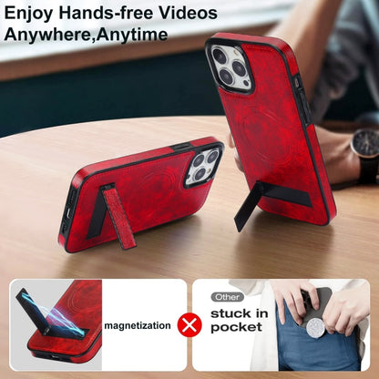 For iPhone 13 Pro Max Retro Leather Invisible Stand MagSafe Phone Case(Red) - iPhone 13 Pro Max Cases by buy2fix | Online Shopping UK | buy2fix