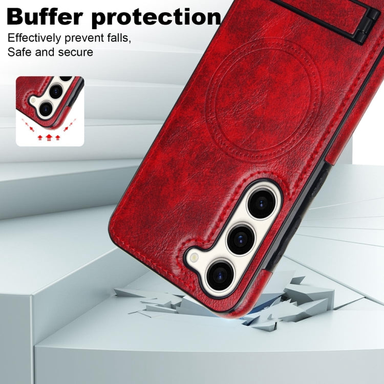 For Samsung Galaxy S23 5G Retro Leather Invisible Stand MagSafe Phone Case(Red) - Galaxy S23 5G Cases by buy2fix | Online Shopping UK | buy2fix