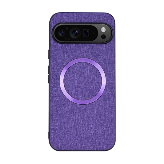 For Google Pixel 9 Pro CD Magnetic Ring Cloth Texture PU Phone Case(Purple) by buy2fix