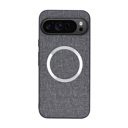 For Google Pixel 9 Pro CD Magnetic Ring Cloth Texture PU Phone Case(Grey) - Google Cases by buy2fix | Online Shopping UK | buy2fix