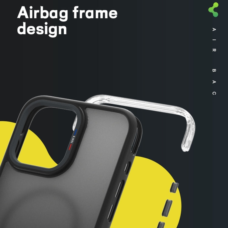 For iPhone 15 TGVIS Vigor Series Airbag MagSafe Magnetic Phone Case(Gradient Black) - iPhone 15 Cases by TGVIS | Online Shopping UK | buy2fix