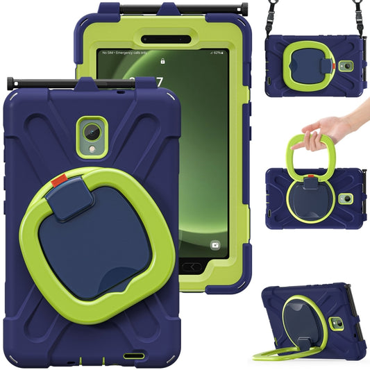 For Samsung Galaxy Tab Active5 X300 Silicone Hybrid PC Tablet Case with Holder & Shoulder Strap(Navy Blue Olivine) - Other Galaxy Tab PC by buy2fix | Online Shopping UK | buy2fix