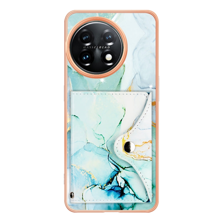 For OnePlus 11 Marble Pattern IMD Card Slot Phone Case(Green) by buy2fix