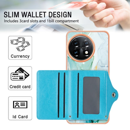 For OnePlus 11 Marble Pattern IMD Card Slot Phone Case(Green) by buy2fix