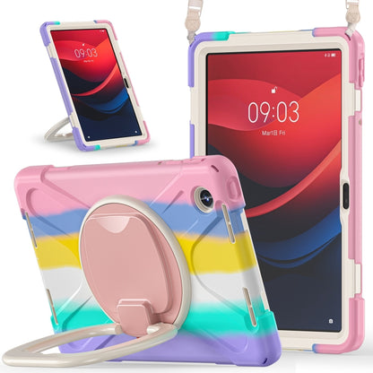 For Lenovo Tab M11 /Xiaomi Pad 11 2024 Silicone Hybrid PC Tablet Case with Holder & Shoulder Strap(Colorful Pink) - Lenovo by buy2fix | Online Shopping UK | buy2fix