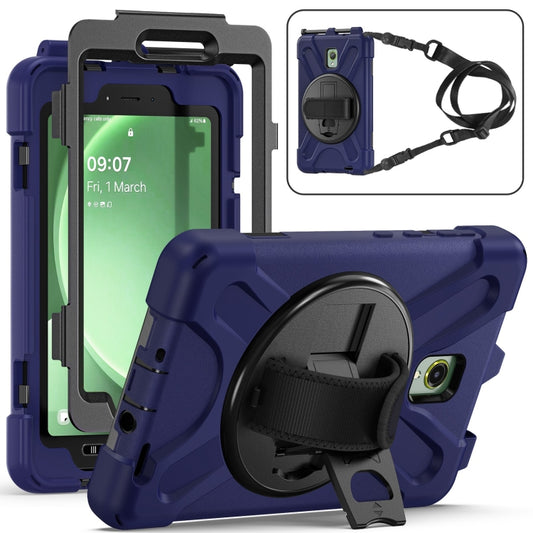 For Samsung Galaxy Tab Active5 X300 Rotary Grip Silicone Hybrid PC Tablet Case with Shoulder Strap(Navy Blue) - Other Galaxy Tab PC by buy2fix | Online Shopping UK | buy2fix