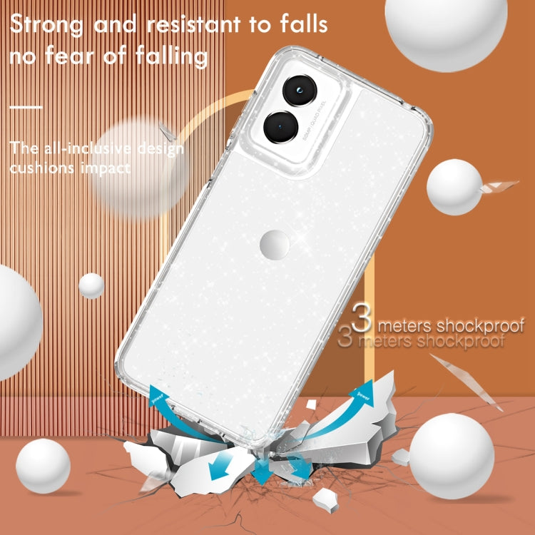 For Motorola Moto G Play 4G 2024 Terminator Style Shockproof Phone Case(Glitter White) - Motorola Cases by buy2fix | Online Shopping UK | buy2fix