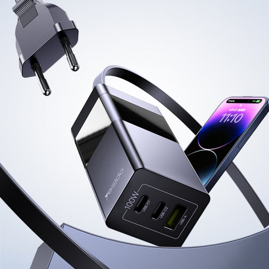 Yesido YC58 100W 2Type-C+USB Ports with 1 Socket Desktop GaN Charger(EU Plug) by Yesido