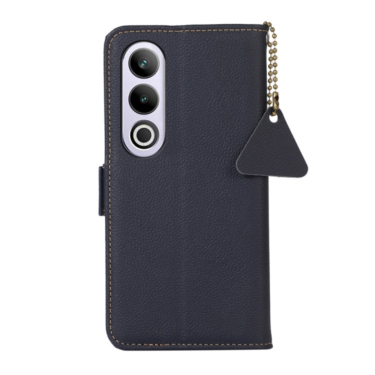 For OnePlus CE4 5G Global Side-Magnetic TJ Genuine Leather RFID Phone Case(Blue) - OnePlus Cases by buy2fix | Online Shopping UK | buy2fix