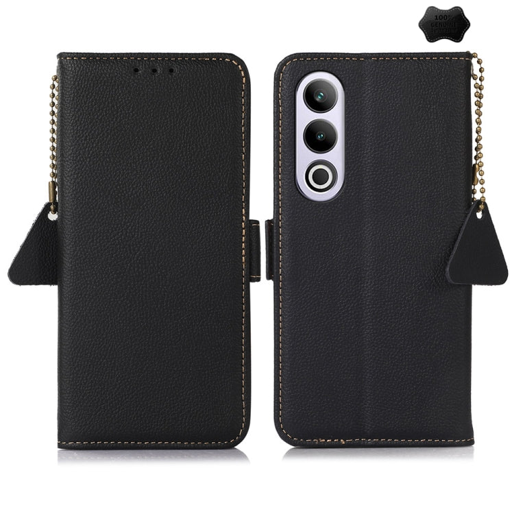 For OnePlus Ace 3V Side-Magnetic TJ Genuine Leather RFID Phone Case(Black) - OnePlus Cases by buy2fix | Online Shopping UK | buy2fix