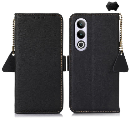 For OnePlus Ace 3V Side-Magnetic TJ Genuine Leather RFID Phone Case(Black) - OnePlus Cases by buy2fix | Online Shopping UK | buy2fix