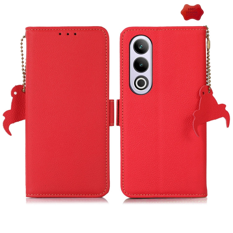 For OnePlus Ace 3V Side-Magnetic TJ Genuine Leather RFID Phone Case(Red) - OnePlus Cases by buy2fix | Online Shopping UK | buy2fix