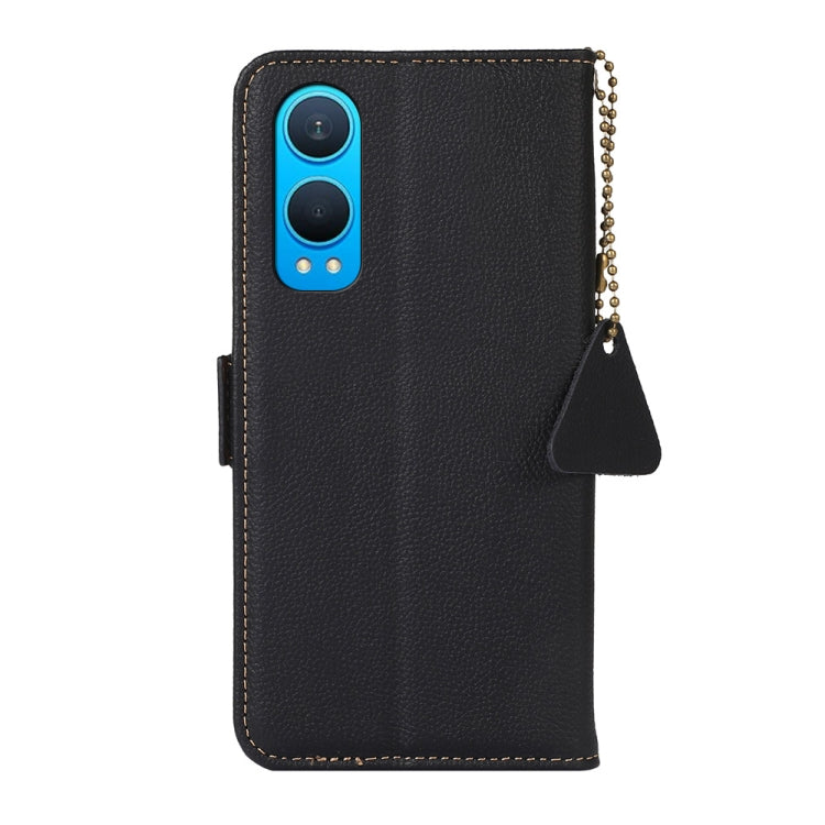 For OnePlus CE4 Lite Side-Magnetic TJ Genuine Leather RFID Phone Case(Black) - OnePlus Cases by buy2fix | Online Shopping UK | buy2fix