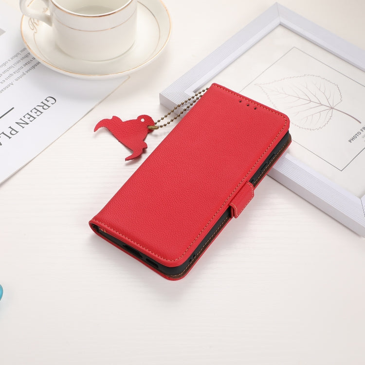 For OnePlus CE4 Lite Side-Magnetic TJ Genuine Leather RFID Phone Case(Red) - OnePlus Cases by buy2fix | Online Shopping UK | buy2fix