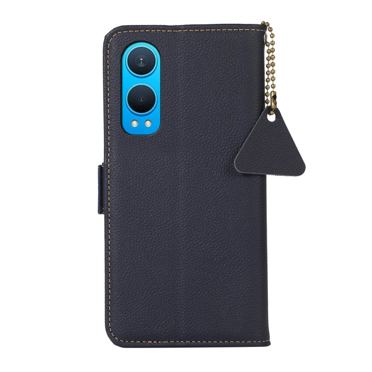 For OnePlus CE4 Lite Side-Magnetic TJ Genuine Leather RFID Phone Case(Blue) - OnePlus Cases by buy2fix | Online Shopping UK | buy2fix