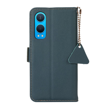 For OnePlus CE4 Lite Side-Magnetic TJ Genuine Leather RFID Phone Case(Green) - OnePlus Cases by buy2fix | Online Shopping UK | buy2fix