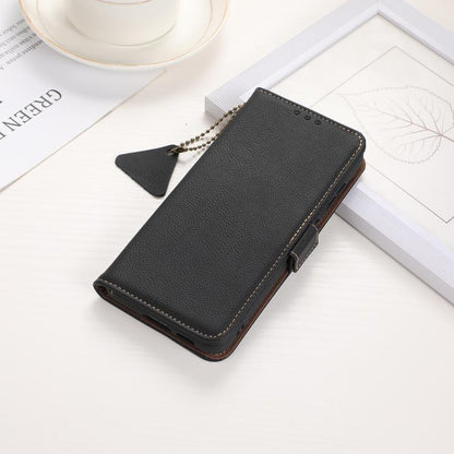 For OnePlus Ace 5 Pro / Ace 5 / 13R Side-Magnetic TJ Genuine Leather RFID Phone Case(Black) - Ace 5 Cases by buy2fix | Online Shopping UK | buy2fix