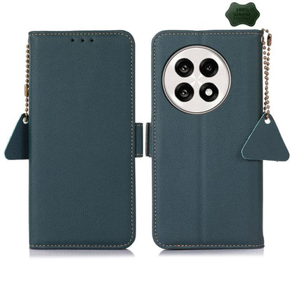For OnePlus Ace 5 Pro / Ace 5 / 13R Side-Magnetic TJ Genuine Leather RFID Phone Case(Green) - Ace 5 Cases by buy2fix | Online Shopping UK | buy2fix