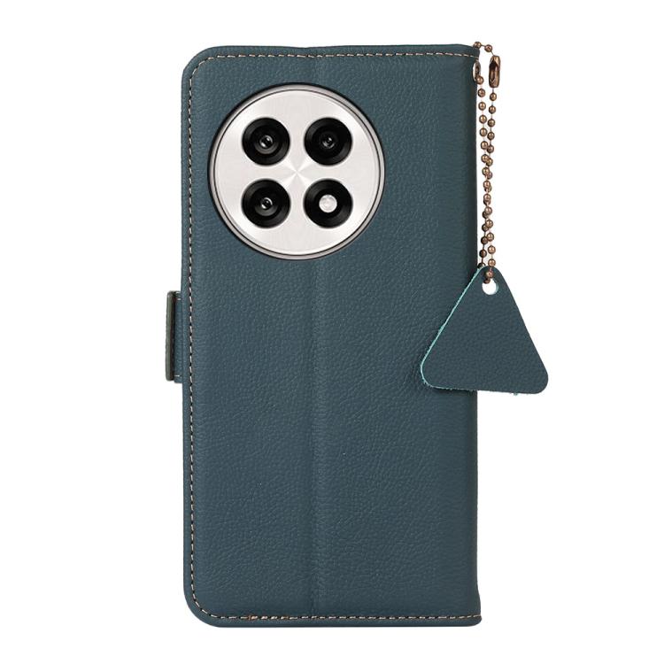 For OnePlus Ace 5 Pro / Ace 5 / 13R Side-Magnetic TJ Genuine Leather RFID Phone Case(Green) - Ace 5 Cases by buy2fix | Online Shopping UK | buy2fix