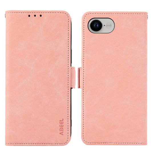 For iPhone 16e / 17e ABEEL Frosted Magnetic RFID Leather Phone Case(Pink)