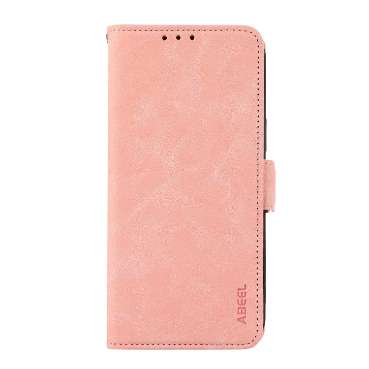 For iPhone 16e ABEEL Frosted Magnetic RFID Leather Phone Case(Pink) - iPhone 16e Cases by buy2fix | Online Shopping UK | buy2fix