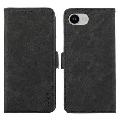For iPhone 16e ABEEL Frosted Magnetic RFID Leather Phone Case(Black) - iPhone 16e Cases by buy2fix | Online Shopping UK | buy2fix