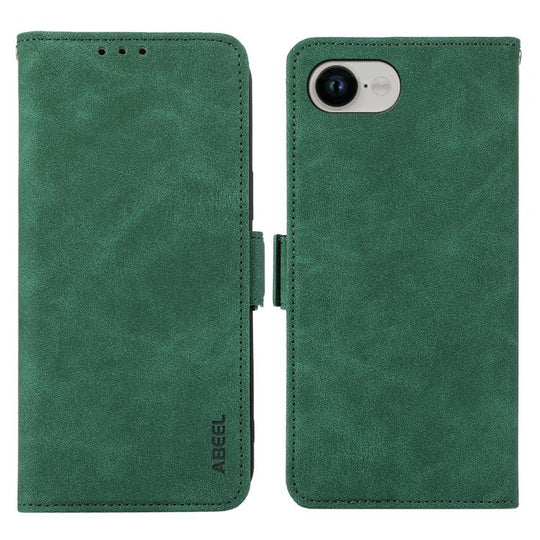 For iPhone 16e / 17e ABEEL Frosted Magnetic RFID Leather Phone Case(Green)