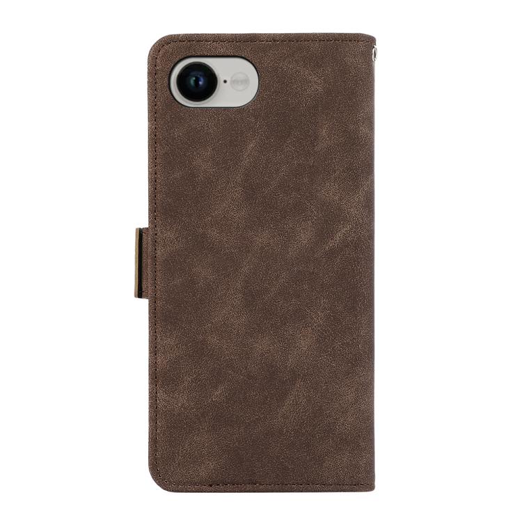 For iPhone 16e ABEEL Frosted Magnetic RFID Leather Phone Case(Brown) - iPhone 16e Cases by buy2fix | Online Shopping UK | buy2fix