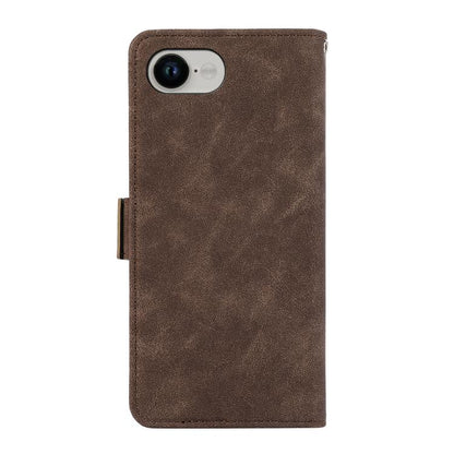 For iPhone 16e ABEEL Frosted Magnetic RFID Leather Phone Case(Brown) - iPhone 16e Cases by buy2fix | Online Shopping UK | buy2fix