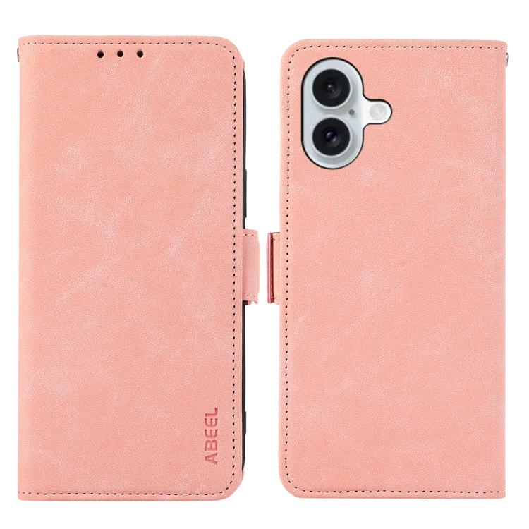 For iPhone 17 ABEEL Frosted Magnetic RFID Leather Phone Case(Pink) - iPhone 17 Cases by buy2fix | Online Shopping UK | buy2fix