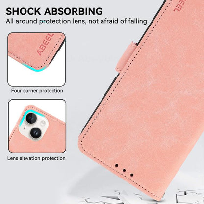 For iPhone 17 ABEEL Frosted Magnetic RFID Leather Phone Case(Pink) - iPhone 17 Cases by buy2fix | Online Shopping UK | buy2fix