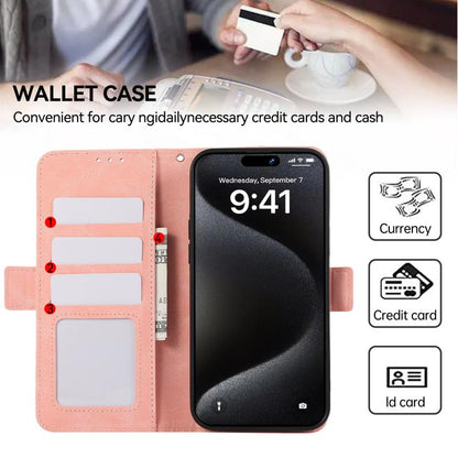 For iPhone 17 ABEEL Frosted Magnetic RFID Leather Phone Case(Pink) - iPhone 17 Cases by buy2fix | Online Shopping UK | buy2fix