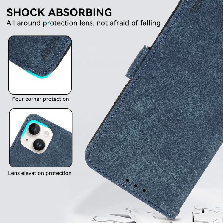 For iPhone 17 ABEEL Frosted Magnetic RFID Leather Phone Case(Blue) - iPhone 17 Cases by buy2fix | Online Shopping UK | buy2fix