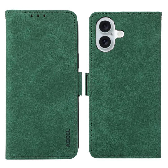 For iPhone 17 ABEEL Frosted Magnetic RFID Leather Phone Case(Green)