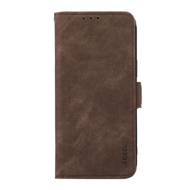 For iPhone 17 ABEEL Frosted Magnetic RFID Leather Phone Case(Brown) - iPhone 17 Cases by buy2fix | Online Shopping UK | buy2fix