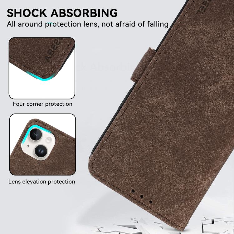 For iPhone 17 ABEEL Frosted Magnetic RFID Leather Phone Case(Brown) - iPhone 17 Cases by buy2fix | Online Shopping UK | buy2fix