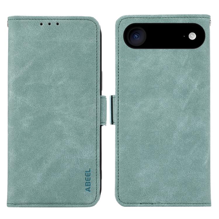 For iPhone 17 Air ABEEL Frosted Magnetic RFID Leather Phone Case(Cyan) - iPhone 17 Air Cases by buy2fix | Online Shopping UK | buy2fix