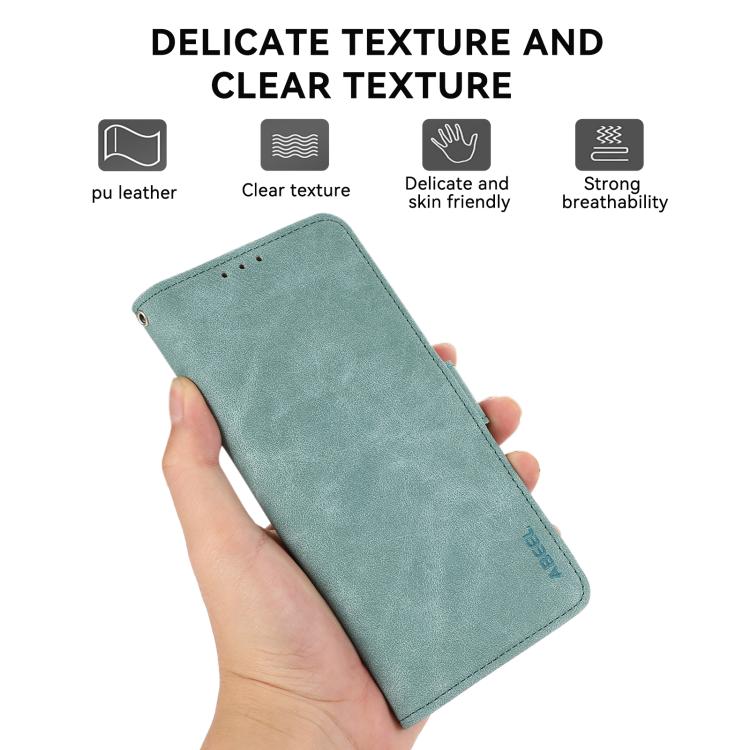 For iPhone 17 Air ABEEL Frosted Magnetic RFID Leather Phone Case(Cyan) - iPhone 17 Air Cases by buy2fix | Online Shopping UK | buy2fix