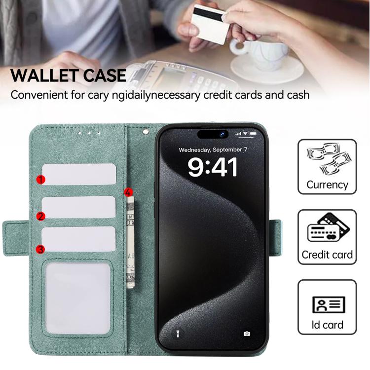 For iPhone 17 Air ABEEL Frosted Magnetic RFID Leather Phone Case(Cyan) - iPhone 17 Air Cases by buy2fix | Online Shopping UK | buy2fix